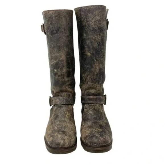 Steve Madden Hacienda Tall Distressed Brown Leather Boots - Size 10 - Picture 4 of 9